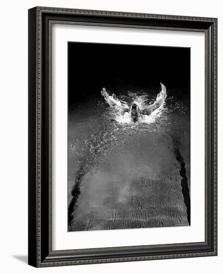 Breast Stroke Champion of Joe Verdeur Doing Butterfly Stroke-Gjon Mili-Framed Photographic Print