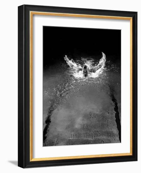 Breast Stroke Champion of Joe Verdeur Doing Butterfly Stroke-Gjon Mili-Framed Photographic Print