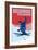 Breckenridge, Colorado - Colorblocked Skier-Lantern Press-Framed Premium Giclee Print