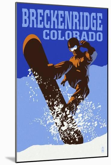 Breckenridge, Colorado - Colorblocked Snowboarder-Lantern Press-Mounted Art Print