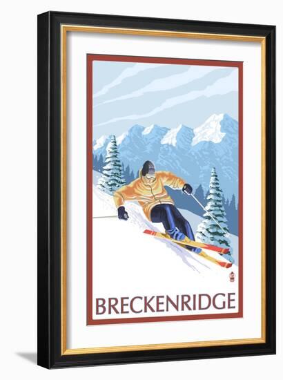 Breckenridge, Colorado, Downhill Skier-Lantern Press-Framed Premium Giclee Print