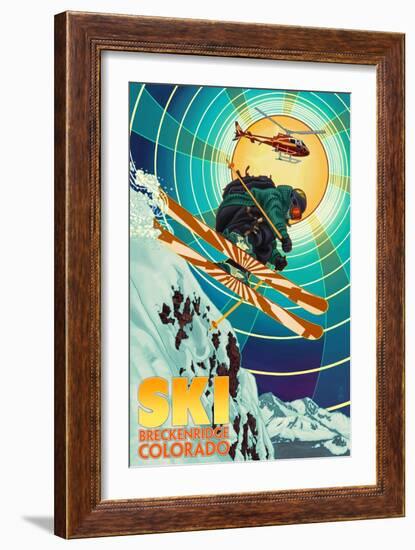 Breckenridge, Colorado - Heli-Skiing-Lantern Press-Framed Art Print