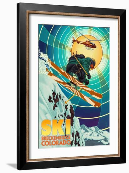 Breckenridge, Colorado - Heli-Skiing-Lantern Press-Framed Art Print