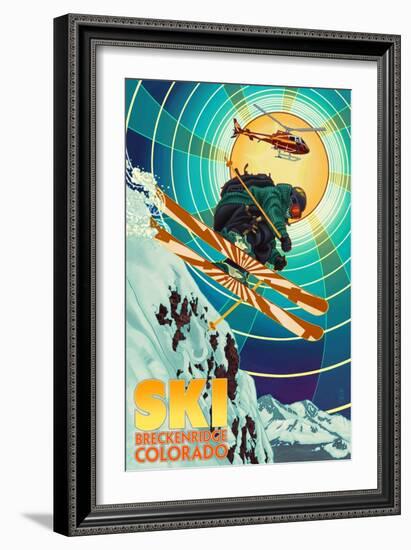 Breckenridge, Colorado - Heli-Skiing-Lantern Press-Framed Art Print