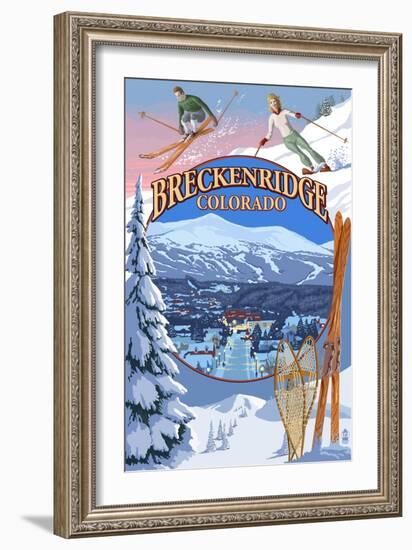 Breckenridge, Colorado Montage-Lantern Press-Framed Art Print