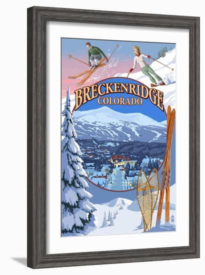 Breckenridge, Colorado Montage-Lantern Press-Framed Art Print