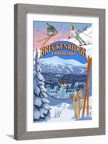 Breckenridge, Colorado Montage-Lantern Press-Framed Art Print