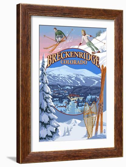 Breckenridge, Colorado Montage-Lantern Press-Framed Art Print