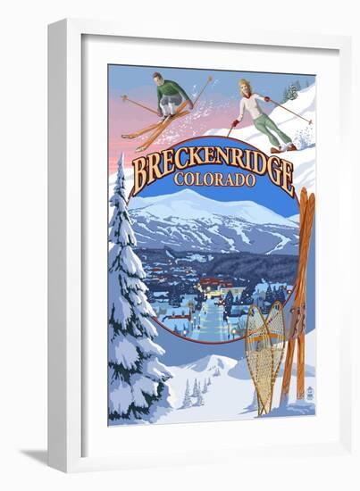 Breckenridge, Colorado Montage-Lantern Press-Framed Art Print