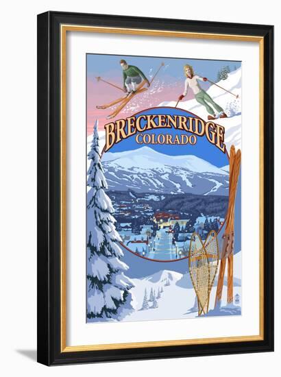 Breckenridge, Colorado Montage-Lantern Press-Framed Art Print