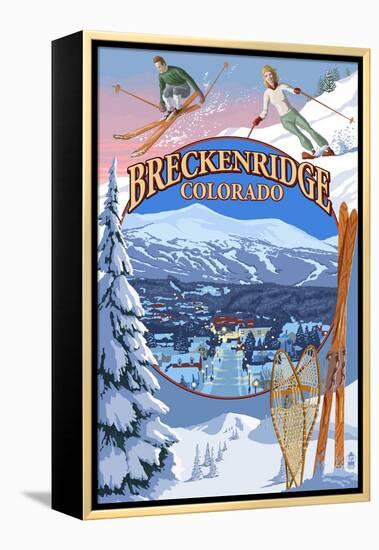 Breckenridge, Colorado Montage-Lantern Press-Framed Stretched Canvas