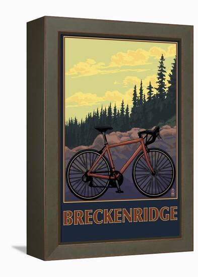 Breckenridge, Colorado - Mountain Bike-Lantern Press-Framed Stretched Canvas