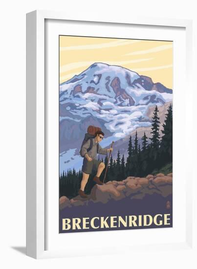 Breckenridge, Colorado - Mountain Hiker-Lantern Press-Framed Art Print