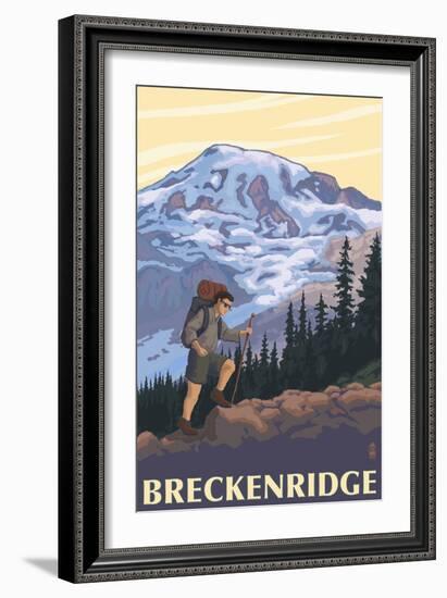 Breckenridge, Colorado - Mountain Hiker-Lantern Press-Framed Art Print