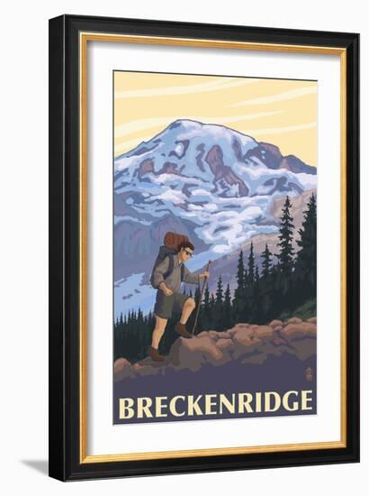 Breckenridge, Colorado - Mountain Hiker-Lantern Press-Framed Art Print