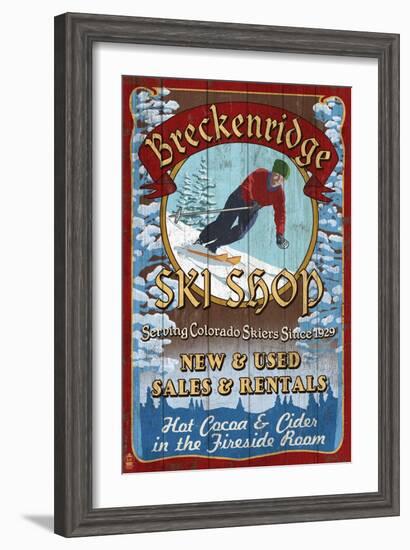 Breckenridge, Colorado - Ski Shop Vintage Sign-Lantern Press-Framed Art Print