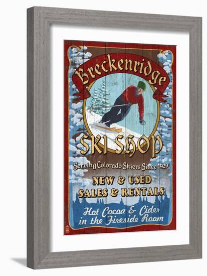 Breckenridge, Colorado - Ski Shop Vintage Sign-Lantern Press-Framed Art Print