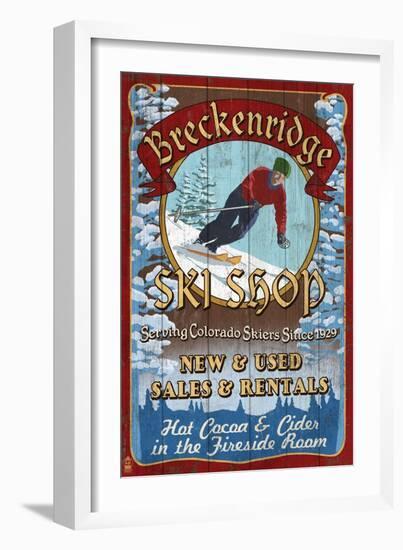 Breckenridge, Colorado - Ski Shop Vintage Sign-Lantern Press-Framed Art Print