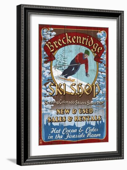 Breckenridge, Colorado - Ski Shop Vintage Sign-Lantern Press-Framed Art Print