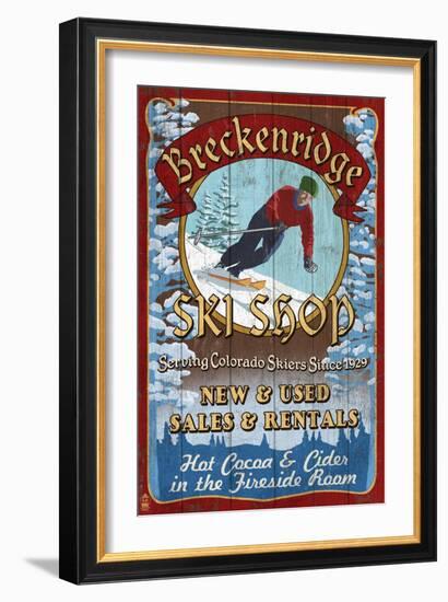 Breckenridge, Colorado - Ski Shop Vintage Sign-Lantern Press-Framed Art Print