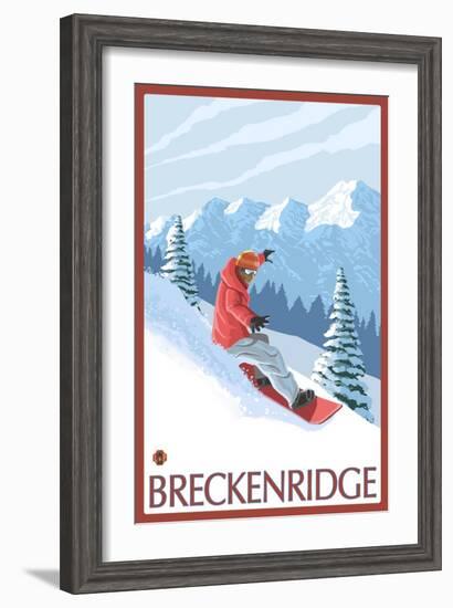 Breckenridge, Colorado, Snowboarder Scene-Lantern Press-Framed Art Print