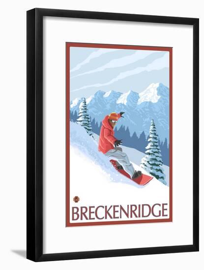 Breckenridge, Colorado, Snowboarder Scene-Lantern Press-Framed Art Print