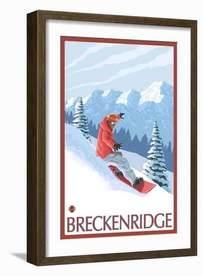 Breckenridge, Colorado, Snowboarder Scene-Lantern Press-Framed Art Print