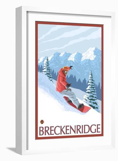 Breckenridge, Colorado, Snowboarder Scene-Lantern Press-Framed Art Print