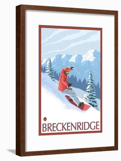 Breckenridge, Colorado, Snowboarder Scene-Lantern Press-Framed Art Print