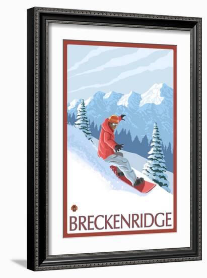 Breckenridge, Colorado, Snowboarder Scene-Lantern Press-Framed Art Print