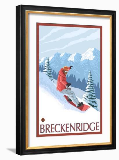 Breckenridge, Colorado, Snowboarder Scene-Lantern Press-Framed Premium Giclee Print