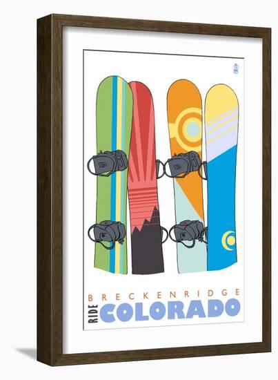 Breckenridge, Colorado, Snowboards in the Snow-Lantern Press-Framed Premium Giclee Print