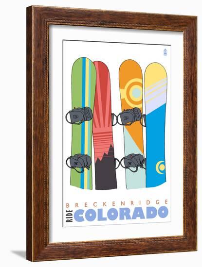 Breckenridge, Colorado, Snowboards in the Snow-Lantern Press-Framed Premium Giclee Print