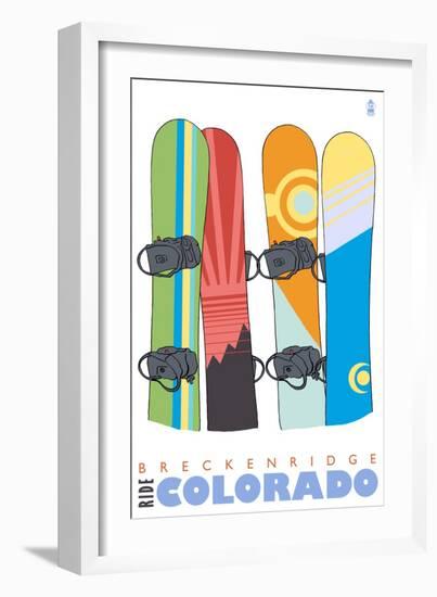 Breckenridge, Colorado, Snowboards in the Snow-Lantern Press-Framed Premium Giclee Print