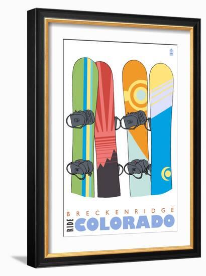 Breckenridge, Colorado, Snowboards in the Snow-Lantern Press-Framed Premium Giclee Print