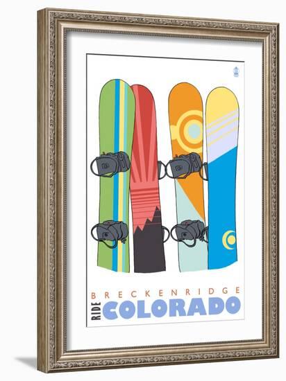 Breckenridge, Colorado, Snowboards in the Snow-Lantern Press-Framed Art Print