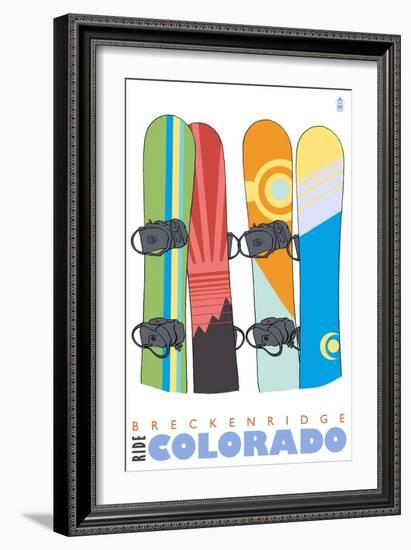 Breckenridge, Colorado, Snowboards in the Snow-Lantern Press-Framed Art Print