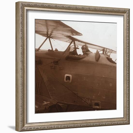 Breguet biplane taking off, c1914-c1918-Unknown-Framed Photographic Print