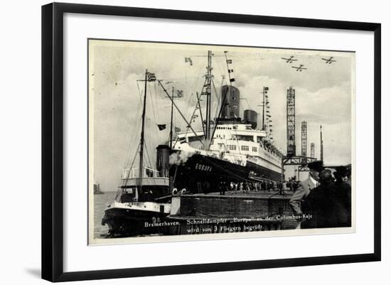 Bremerhaven, Norddeutscher Lloyd, Dampfer Europa-null-Framed Giclee Print