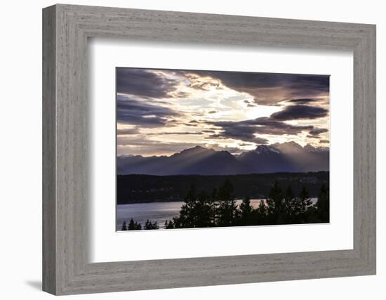 Bremerton, Washington State, USA, Olympic Mountains, Puget Sound sunset-Jolly Sienda-Framed Photographic Print