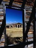 Hut Framed by Window of Burnt Log Cabin, Wind River Country, Lander, USA-Brent Winebrenner-Premier Image Canvas
