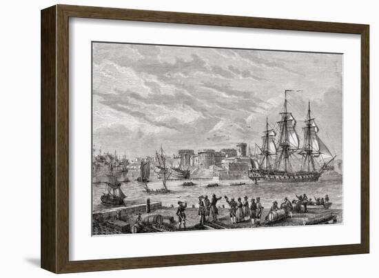 Brest in 1791, Engraved by Le Breton, from 'Histoire De La Revolution Francaise' by Louis Blanc…-null-Framed Giclee Print