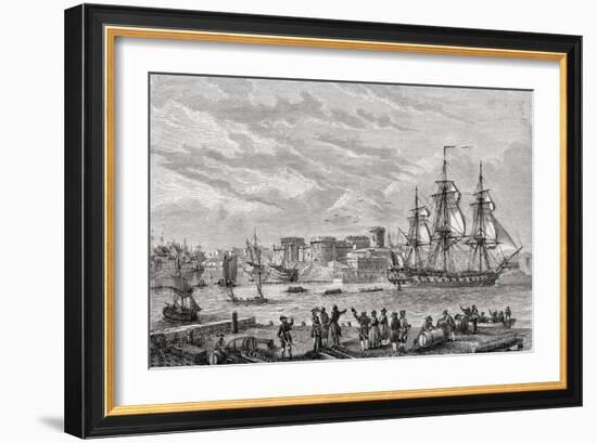 Brest in 1791, Engraved by Le Breton, from 'Histoire De La Revolution Francaise' by Louis Blanc…-null-Framed Giclee Print