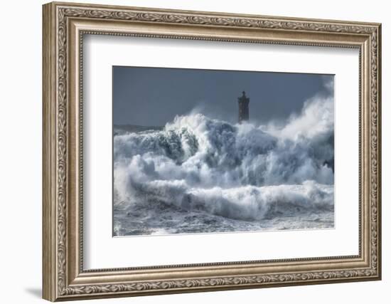 Bretagne Ocean Waves over the Lighthouse-Philippe Manguin-Framed Photographic Print