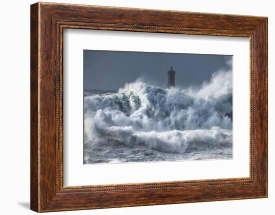 Bretagne Ocean Waves over the Lighthouse-Philippe Manguin-Framed Photographic Print