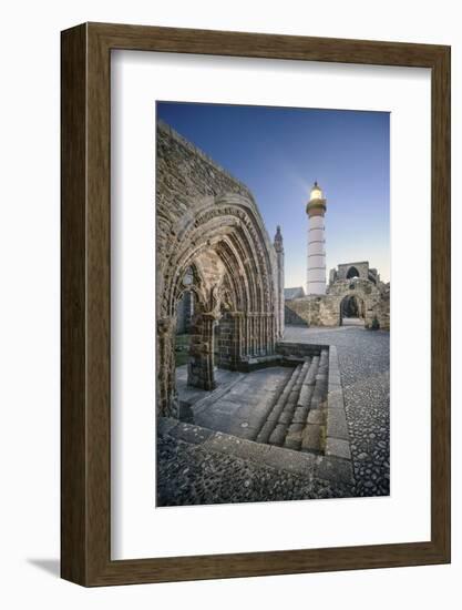 Bretagne, Phare Saint Mathieu Et Porche De L'Eglise Notre Dame De Grâce-Philippe Manguin-Framed Photographic Print