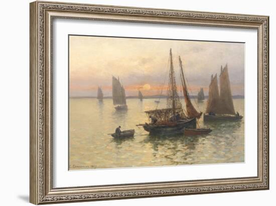 Breton Fishing Boats at Sunset-Louis Timmermans-Framed Giclee Print