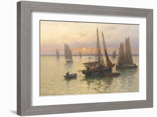 Breton Fishing Boats at Sunset-Louis Timmermans-Framed Giclee Print