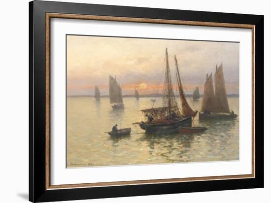 Breton Fishing Boats at Sunset-Louis Timmermans-Framed Giclee Print