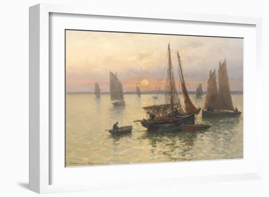 Breton Fishing Boats at Sunset-Louis Timmermans-Framed Giclee Print